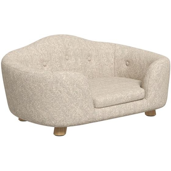 Canapé pour chien avec poche arrière, housse en peluche et coussin, lit pour chat, convient aux petits chiens, pin, 70 x 47 x 30 cm, blanc crème, blanc crème, 70 cm
