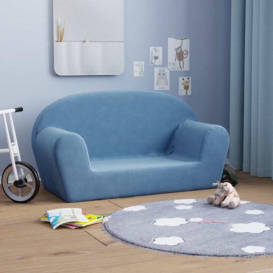 Canapé pour enfants 2 places bleu peluche douce
