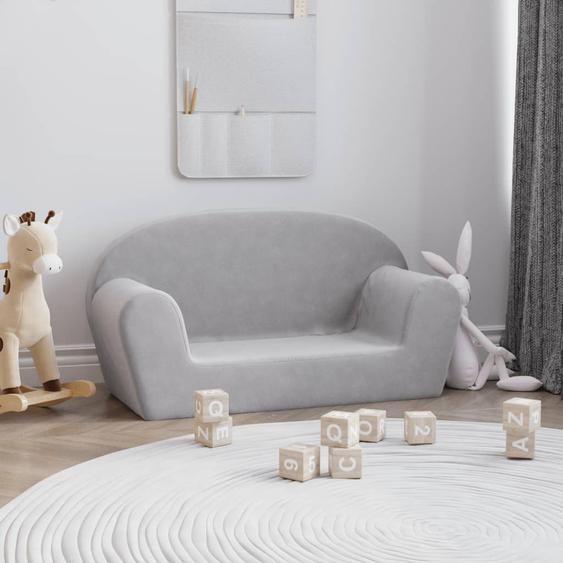 Canapé pour enfants 2 places gris clair peluche douce