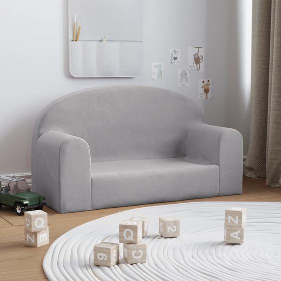Canapé pour enfants 2 places gris clair peluche douce