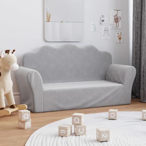 Canapé pour enfants 2 places gris clair peluche douce