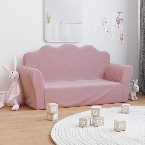 Canapé pour enfants 2 places Rose Peluche douce