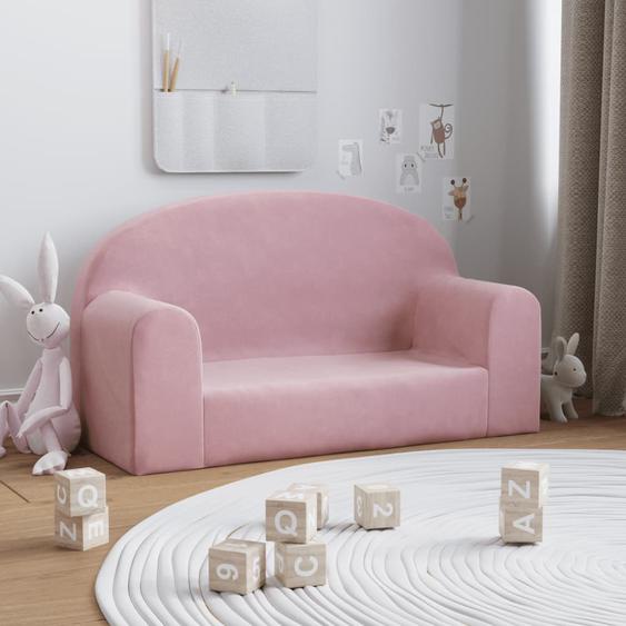 Canapé pour enfants 2 places rose peluche douce