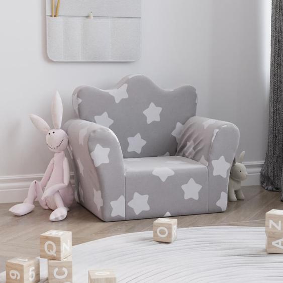 Canapé pour enfants gris clair avec étoiles peluche douce
