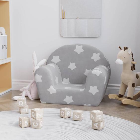 Canapé pour enfants gris clair avec étoiles peluche douce