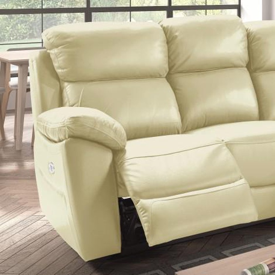 Canapé relax 3 places en cuir électrique - Barrett - Crème 58