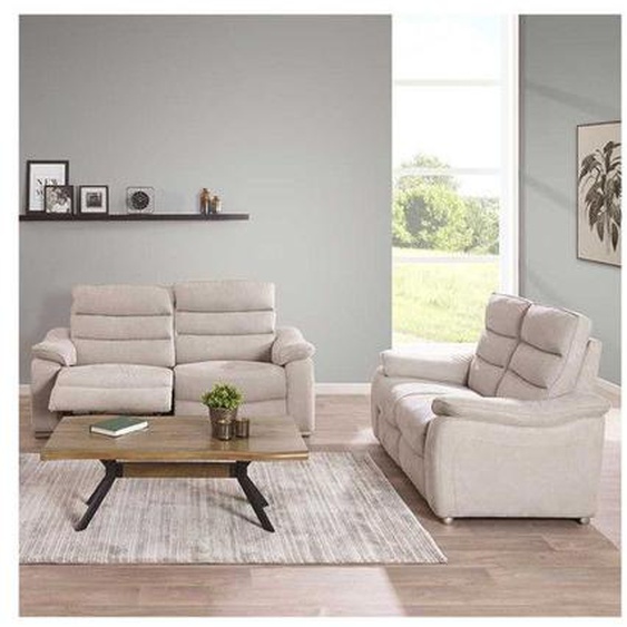 Canapé Relax 3P + Canapé 2P Tissu gris clair - PHILOMENE - L 161/194 x l 98 x H 104
