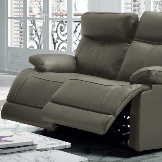 Canapé relax moderne 2 places en cuir - Léon - Gris 55