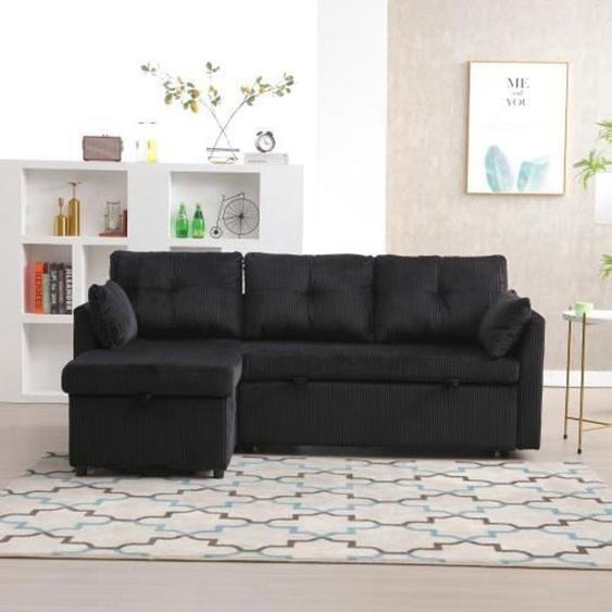 Canapé sectionnel modulaire en forme de L,Sofa modulaire réversible,Canapé sectionnel modulaire avec sièges de rangement,Noir
