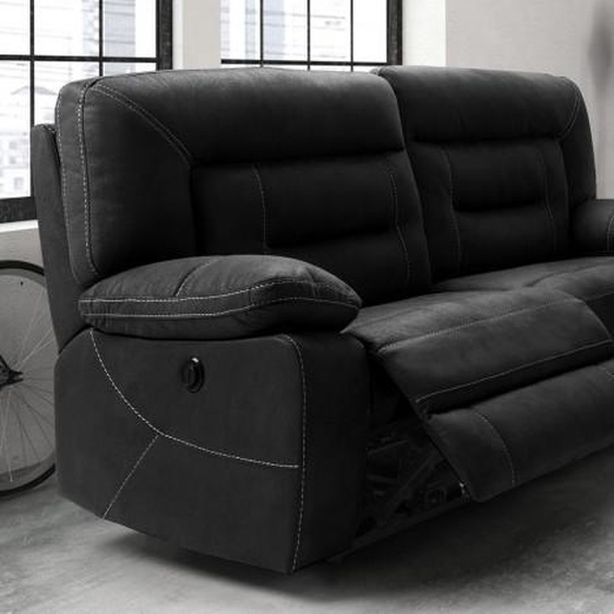 Canapé tissu relax 3 places électrique - Adana - Tissu nubuck g
