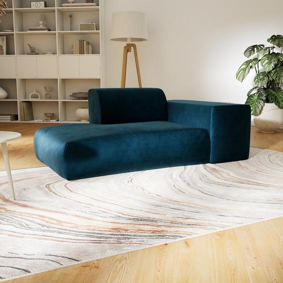 Canapé Velours - Bleu Nuit, forme arrondie, canapé bas et profond pour salon, en tissu sans pieds - 182 x 72 x 107 cm, modulable