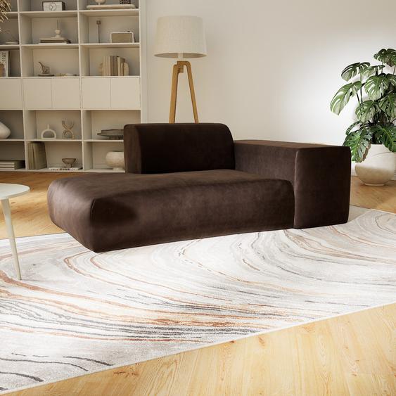 Canapé Velours - Brun Café, forme arrondie, canapé bas et profond pour salon, en tissu sans pieds - 182 x 72 x 107 cm, modulable