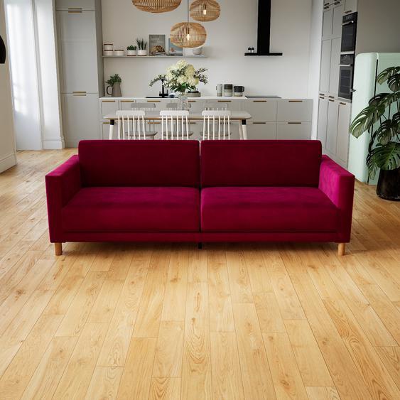 Canapé Velours - Rose Magenta, modèle épuré, canapé pour salon, en tissu avec pieds personnalisables - 225 x 75 x 98 cm, modulable