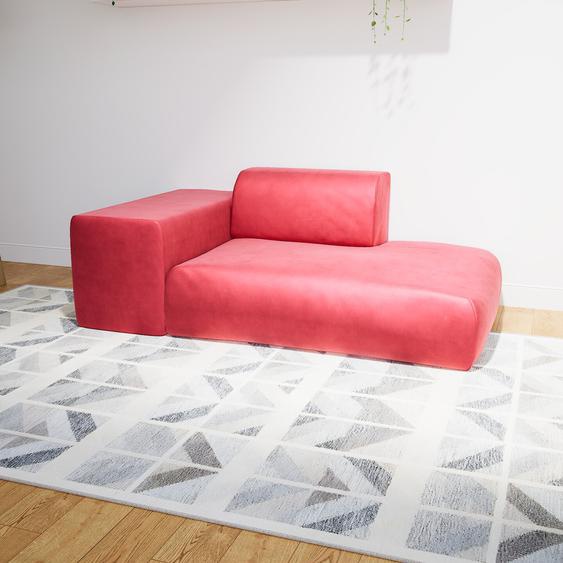 Canapé Velours - Rouge Corail, forme arrondie, canapé bas et profond pour salon, en tissu sans pieds - 182 x 72 x 107 cm, modulable