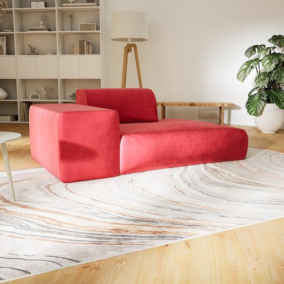 Canapé Velours - Rouge Corail, forme arrondie, canapé bas et profond pour salon, en tissu sans pieds - 182 x 72 x 107 cm, modulable