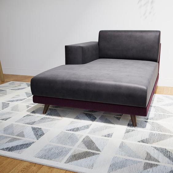 Canapé Velours - Rouge Mûre, modèle épuré, canapé pour salon, en tissu avec pieds personnalisables - 104 x 75 x 162 cm, modulable
