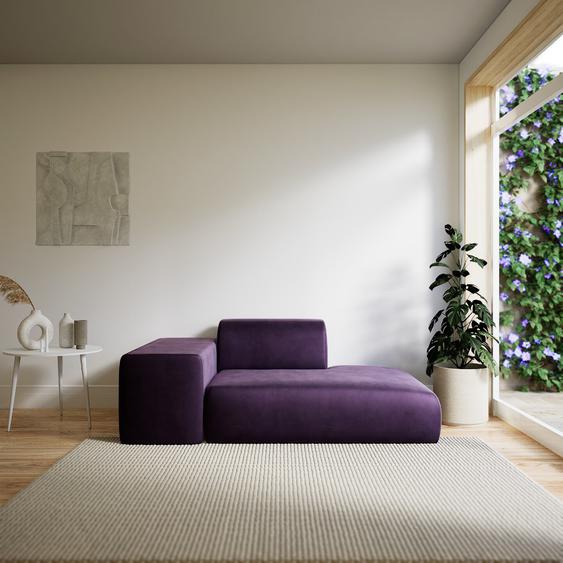 Canapé Velours - Violet, forme arrondie, canapé bas et profond pour salon, en tissu sans pieds - 182 x 72 x 107 cm, modulable