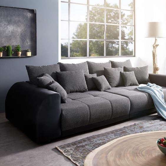 Canapé Violetta 310x135 cm noir avec coussin inclus, Grands canapés