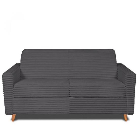 Canapé VIRGOLA convertible express matelas 16 cm sommier lattes 140 cm velours ambience anthracite