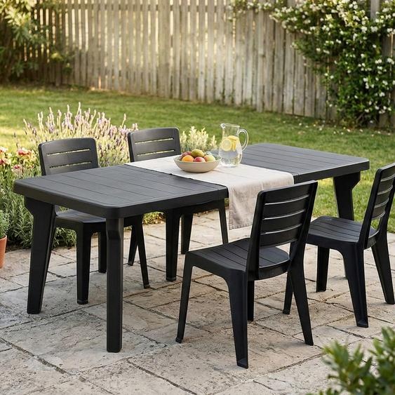Canards - Table Extérieure, 160x90x74h cm Noir Anthracite, 10 Places Italy