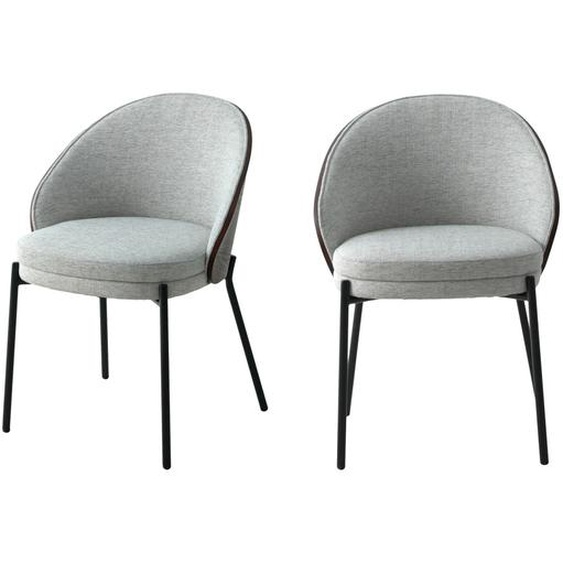 Canelas - Lot de 2 chaises en tissu et métal - Couleur - Gris clair
