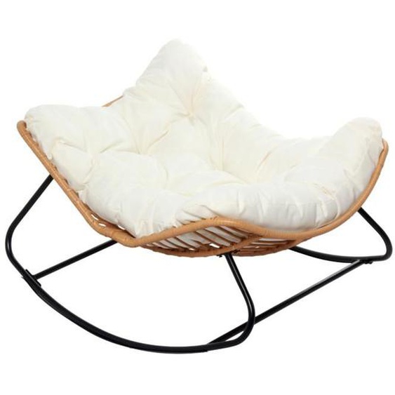 CANGGU - Fauteuil à bascule en résine tressée coussin beige