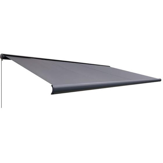 Canopée - Store Banne Motorisé et Manuel Ombra 6x3.5m - led Intégré - Gris - Double Commande