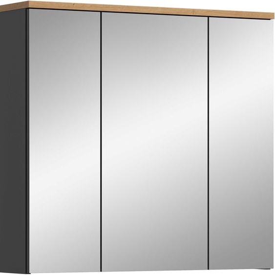 Canu armoir de salle de bain avec miroir 3 portes miroir chêneReproduction, gris.