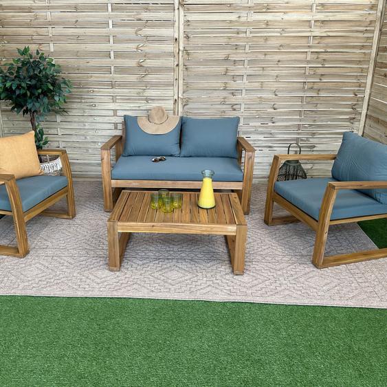 Cao - Salon de jardin 1 canapé, 2 fauteuils et 1 table basse en bois dacacia - Couleur - Vert