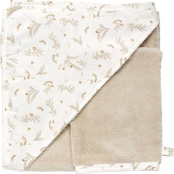 Cape De Bain Bambou + Gant Caramel Forest (70 X 70 Cm) Beige, Écru