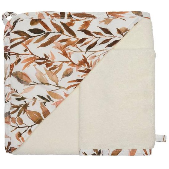 Cape De Bain Bambou + Gant Caramel Forest (70 X 70 Cm) Ecru, Marron, Orange