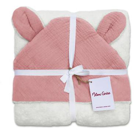 Cape de bain bébé en gaze de coton, TENDRESSE GAUFRE
