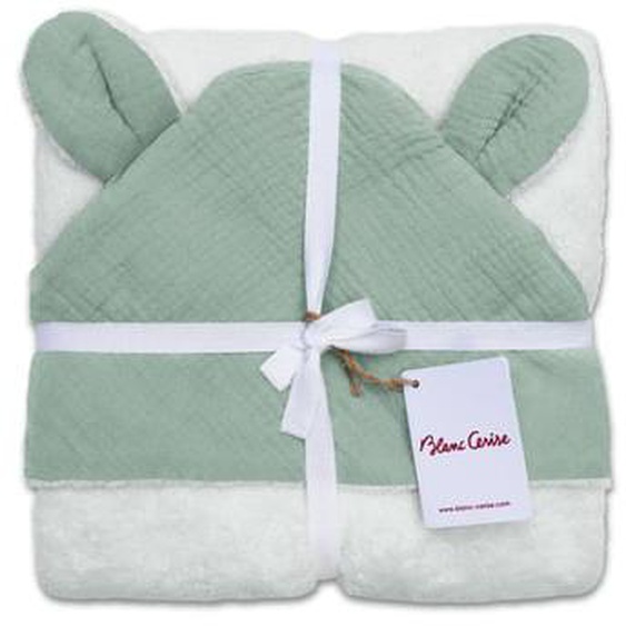 Cape de bain bébé en gaze de coton, TENDRESSE GAUFRE