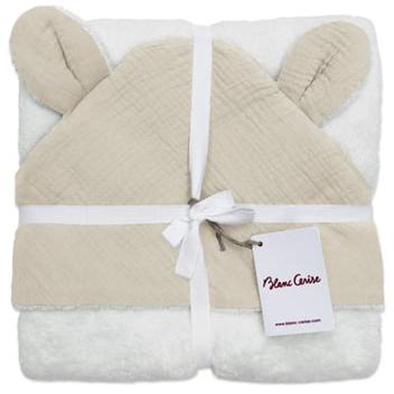 Cape de bain bébé en gaze de coton, TENDRESSE GAUFREE