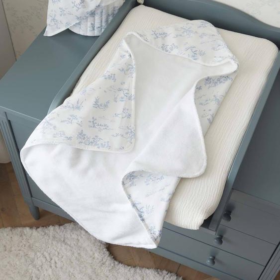 Cape De Bain Coton Biologique Et Éponge Jouy Bleu