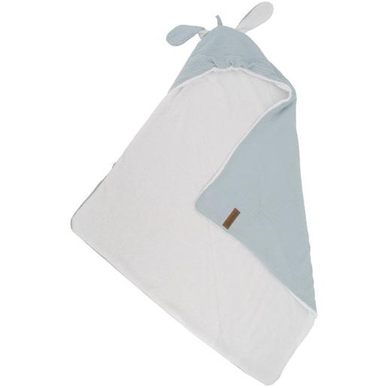 Cape De Bain En Gaze De Coton Avec Oreilles De Lapin Bleu Gris