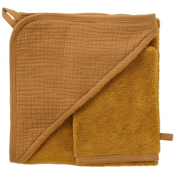 Cape De Bain + Gant Bambou Et Gaze Havane Ocre