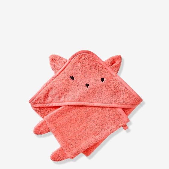 Cape de bain + gant de toilette BIO* rose