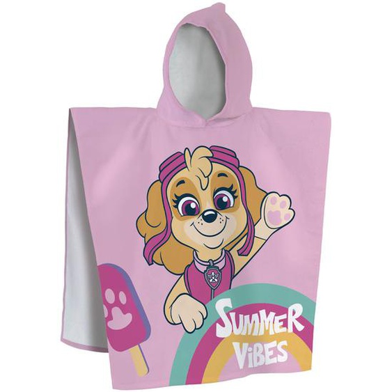 Cape De Bain Imprimée 100% Coton, Pat Patrouille Good Vibes Rose