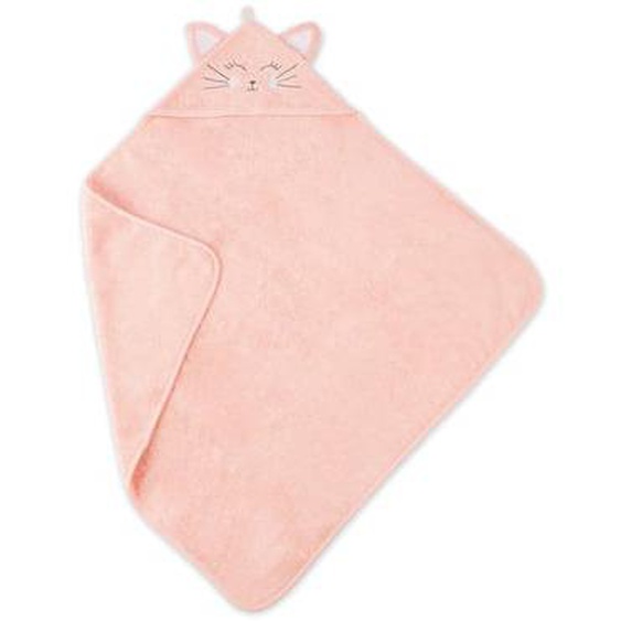 Cape de bain pur coton Petit chat rose