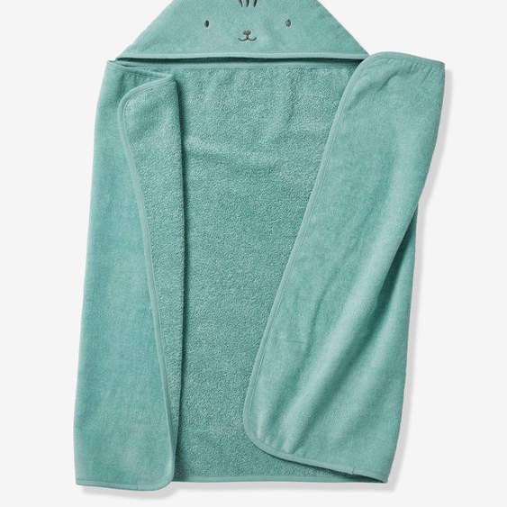 Cape de bain / Serviette à capuche Bébé et Enfant, avec coton recyclé vert