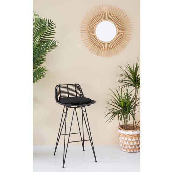 Capurgana - Chaise de bar design en rotin 75cm - Couleur - Noir