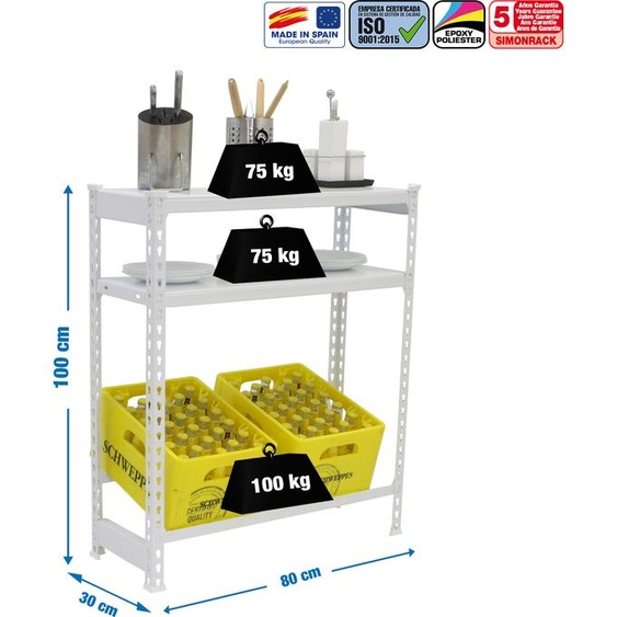 Carafe en métal SIMONBOTTLE SHELF 1-2- 1000X800X300 BCO/BCO