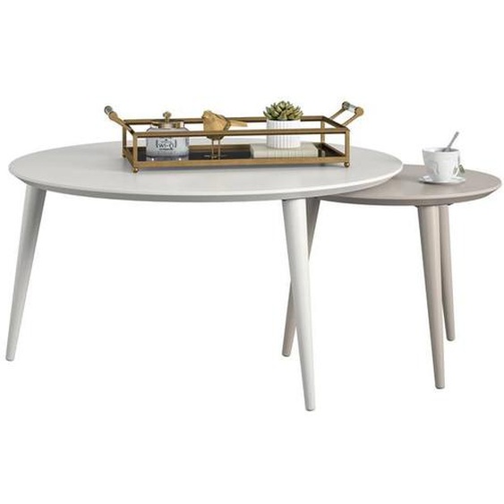 Carnegie | Tables gigognes en MDF Taupe et Blanc