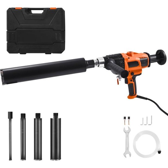 Carotteuse diamantée SucceBuy à vitesse variable, diamètre de forage 2-16 cm, forage à eau et à sec, 4 forets inclus, 1800 tr/min, filetage UNC1 1/4-7, convient pour le béton, la brique et la pierre, puissance 2 kW