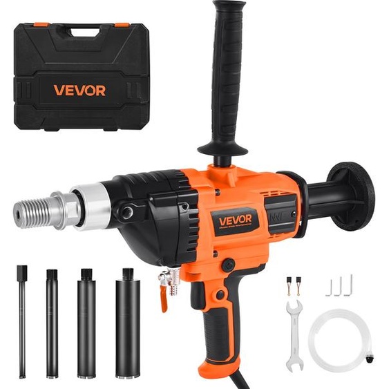 Carotteuse diamantée VEVOR Carotteuse, 2-16 cm de diamètre de forage manuel, carotteuse diamantée à eau et à sec avec 4 forets & vitesse variable, 1800 t/min UNC1 1/4-7 filetage pour béton brique pierre, 2 kW