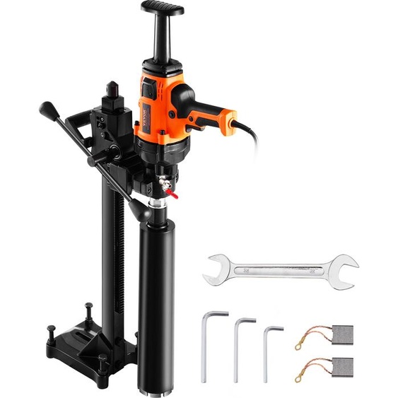 Carotteuse VEVOR Carotteuse diamantée 2-16 cm de diamètre de forage, carotteuse diamantée manuelle avec support et carotteuse, carotteuse béton 2000 W Application à eau et à sec,