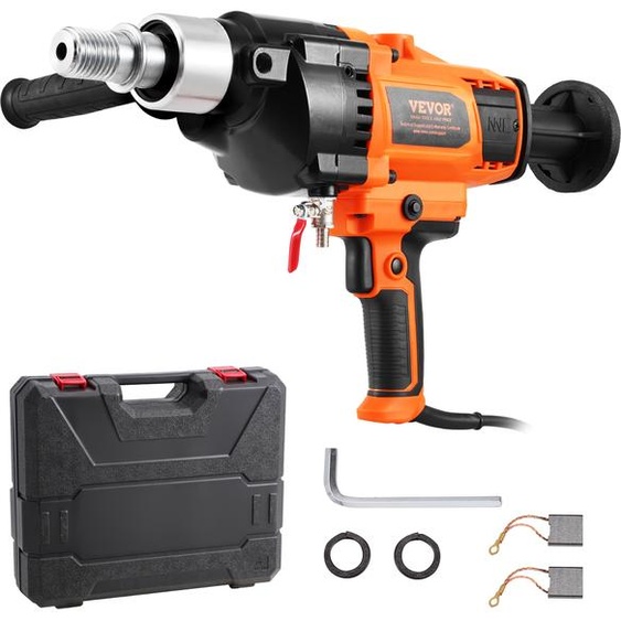 Carotteuse VEVOR Carotteuse diamantée 2-18 cm de diamètre de forage et sac de transport, carotteuse à béton robuste 2600 W, utilisation à sec et à leau, pour le carottage du béton et le mélange de peinture