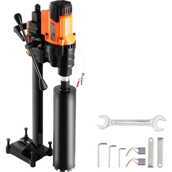 Carotteuse VEVOR Carotteuse diamantée avec diamètre de forage 2-25 cm avec support et carotteuse, 3500 W carotteuse robuste pour béton, utilisation à sec et à leau pour béton brique