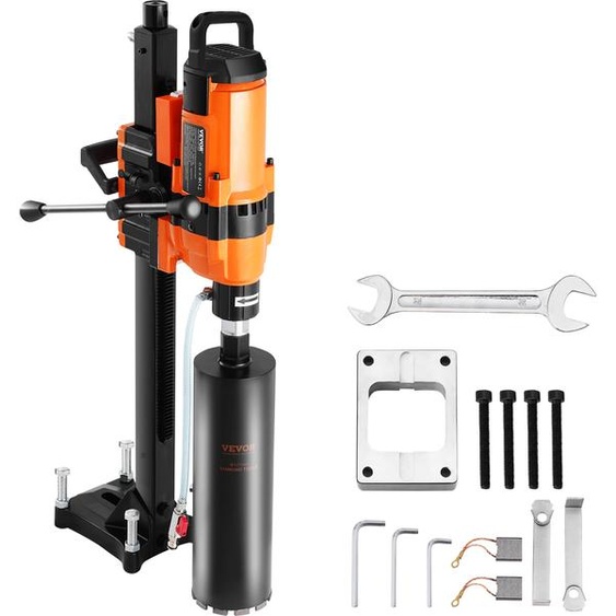 Carotteuse VEVOR Carotteuse diamantée avec diamètre de forage 2-30 cm avec support et carotteuse, 3500 W carotteuse robuste pour béton, utilisation à sec et à leau pour béton brique